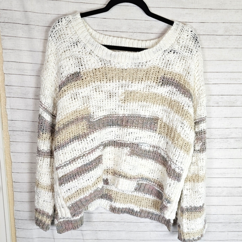 LUSH OVERSIZED WOOL CHUNKY SWEATER, SZ MEDIUM